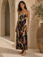 Stained Glass Halloween Slip Maxi Dress | Dark Art Strappy Dress