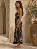 Stained Glass Halloween Slip Maxi Dress | Dark Art Strappy Dress