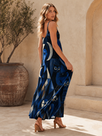 Celestial Art Slip Maxi Dress | Blue Spaghetti Strap Dress