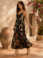 Dark Celestial Art Slip Maxi Dress | Spaghetti Strap Long Dress