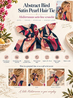Navy Rust Abstract Bow Scrunchie - alternate view