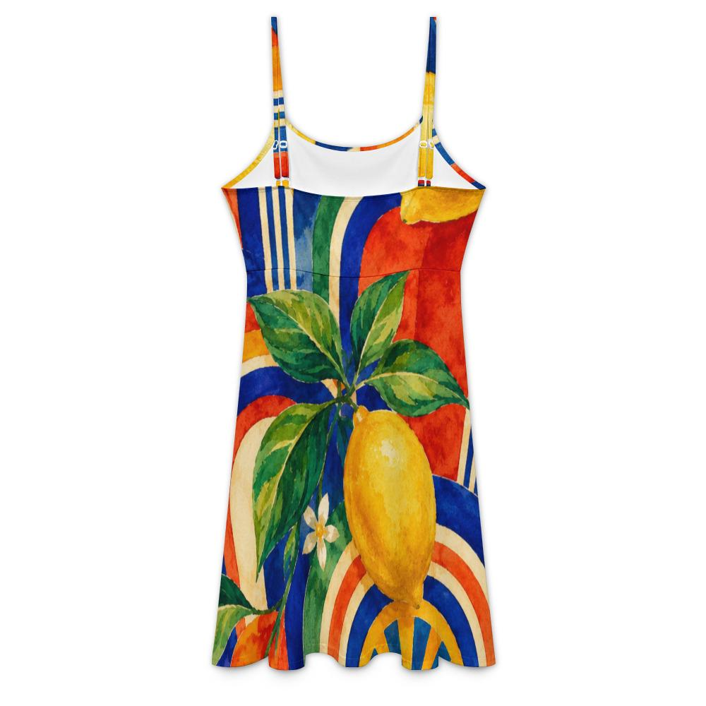 Amalfi lemon midi dress back