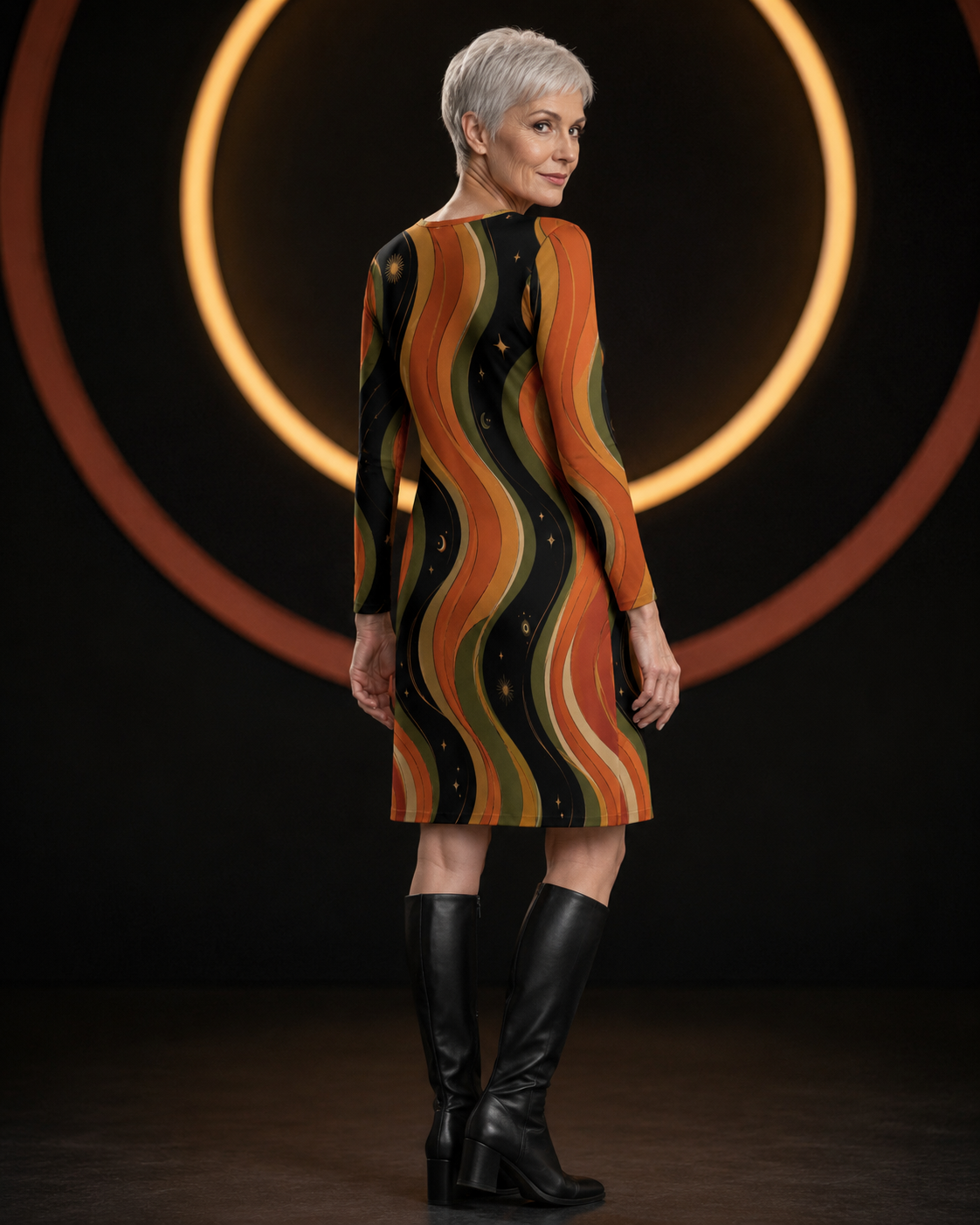 Celestial wave dress editorial