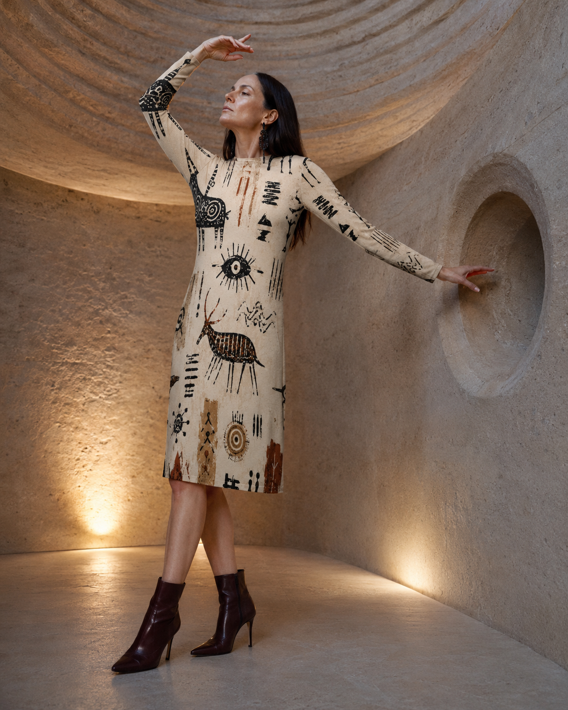 Cave painting dress editorial
