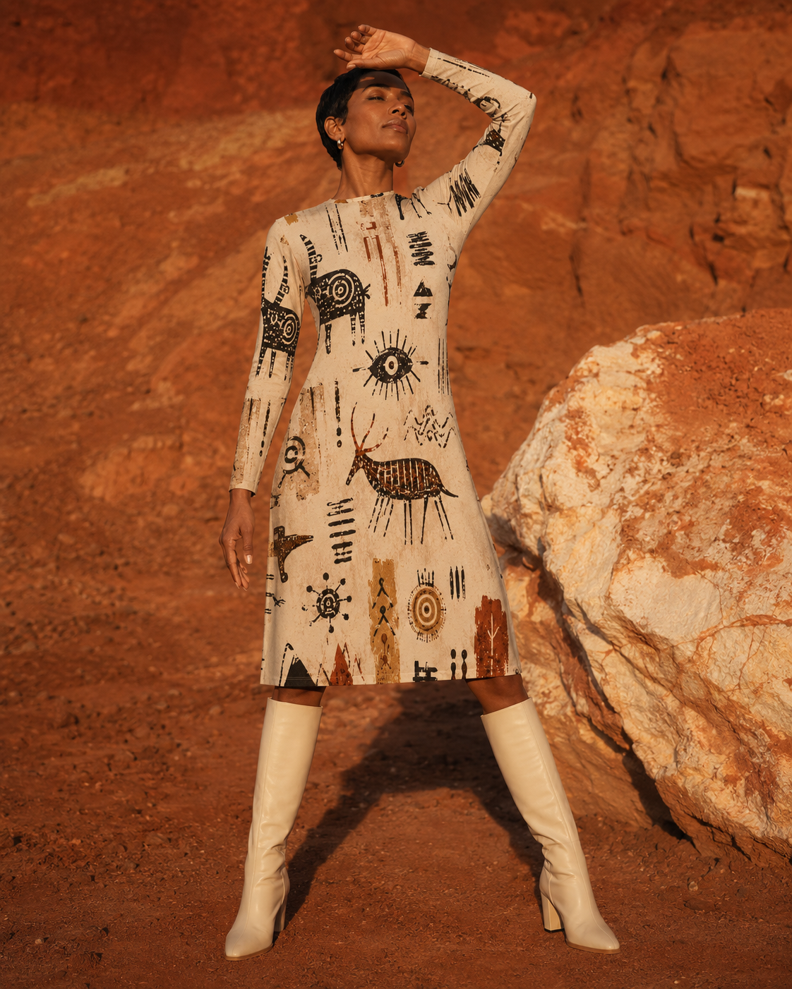 Cave painting dress outdoor editorial