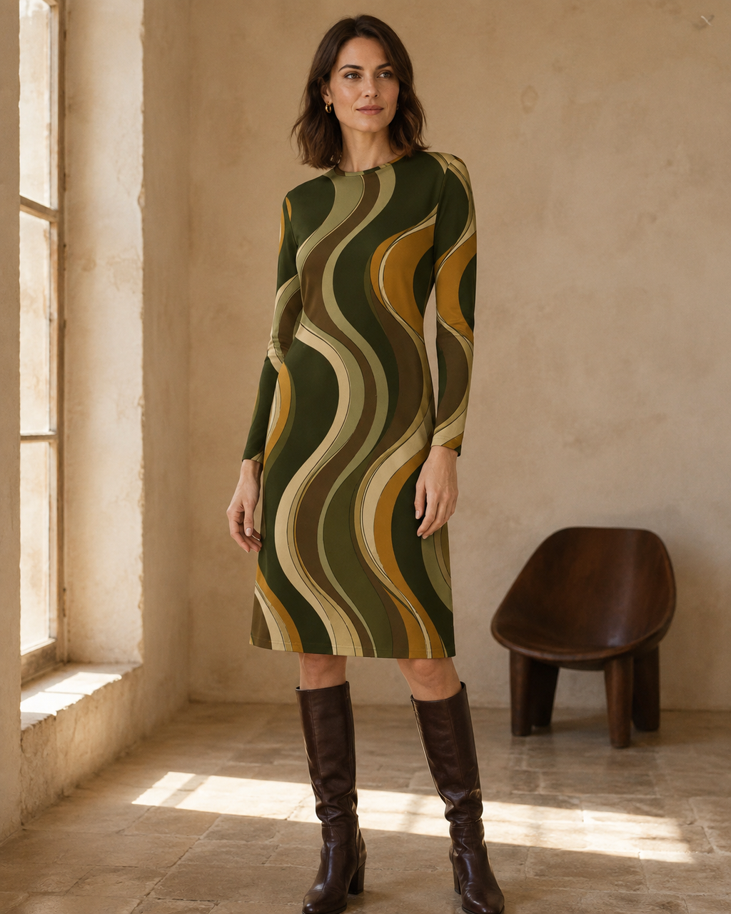 70s retro wave dress editorial