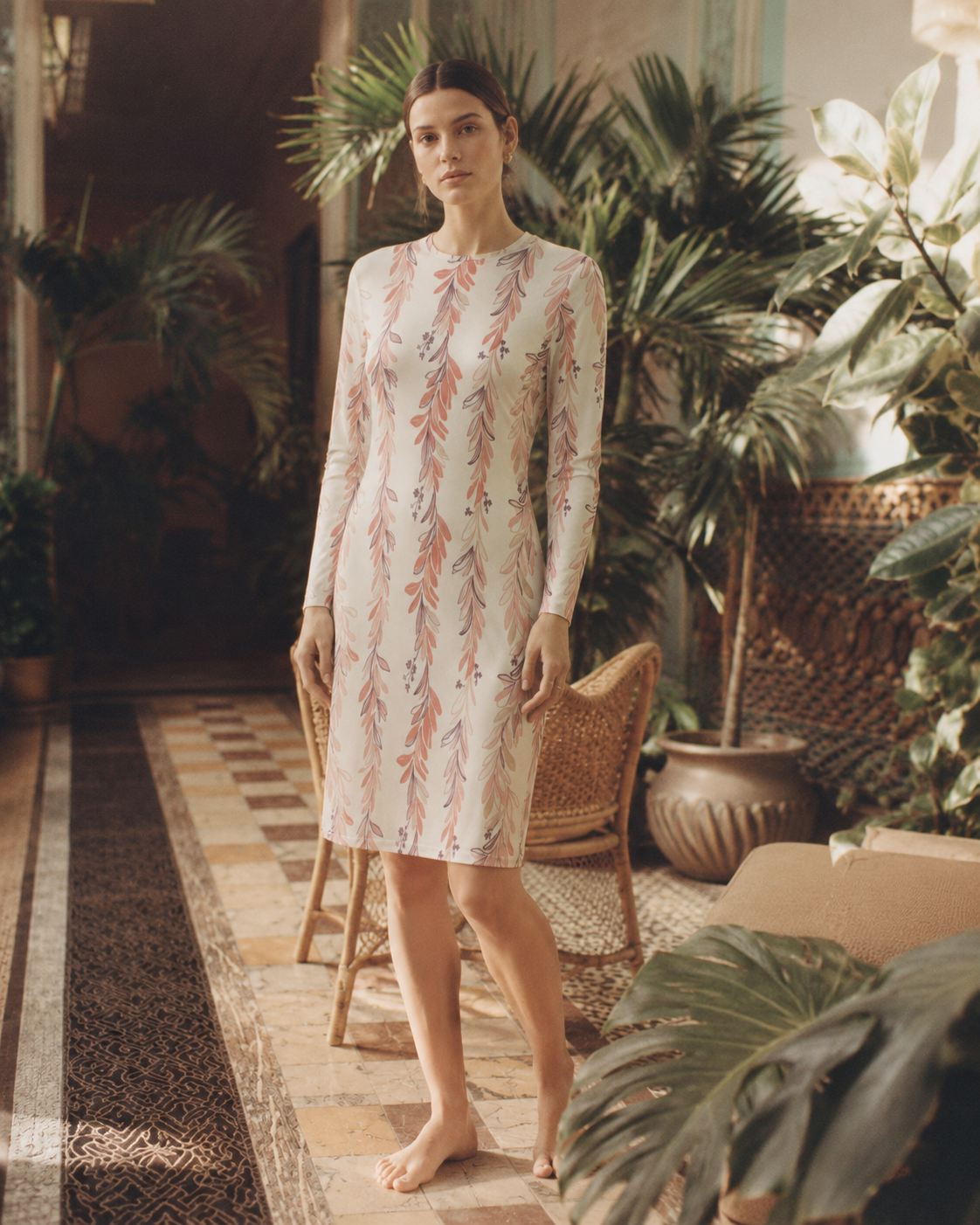Ivory botanical dress editorial
