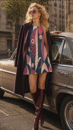 Retro geometric A-line dress with pockets lifestyle video