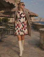 Navy Rust Abstract A-Line Mini Dress with Pockets