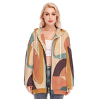 Retro Abstract earth tone zip-up hoodie, product view 11