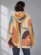 Retro Abstract earth tone zip-up hoodie, product view 3