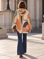 Retro Abstract earth tone zip-up hoodie, product view 5