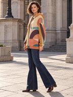 Retro Abstract earth tone zip-up hoodie, product view 8