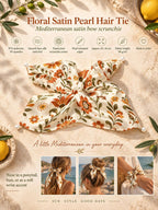 Retro Folk Floral Bow Scrunchie - alternate view