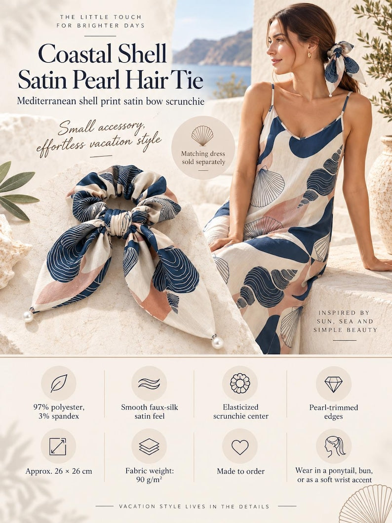 Seashell Bow Scrunchie - detail view