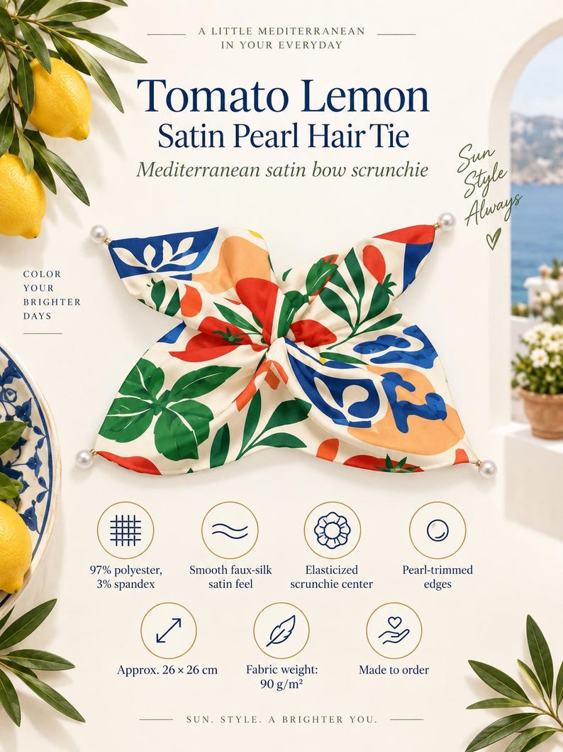 Tomato Lemon Bow Scrunchie - hero view